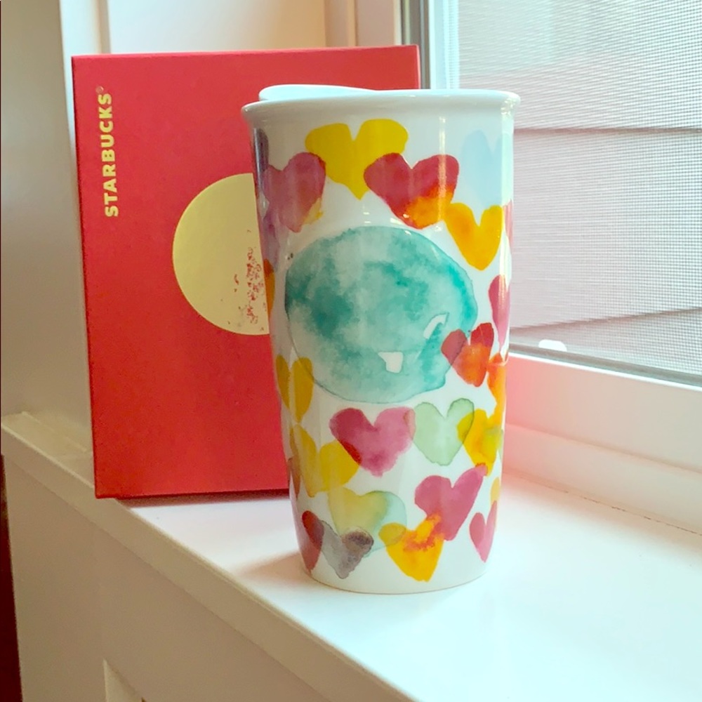 New Starbucks Watercolor Heart Ceramic Tumbler
